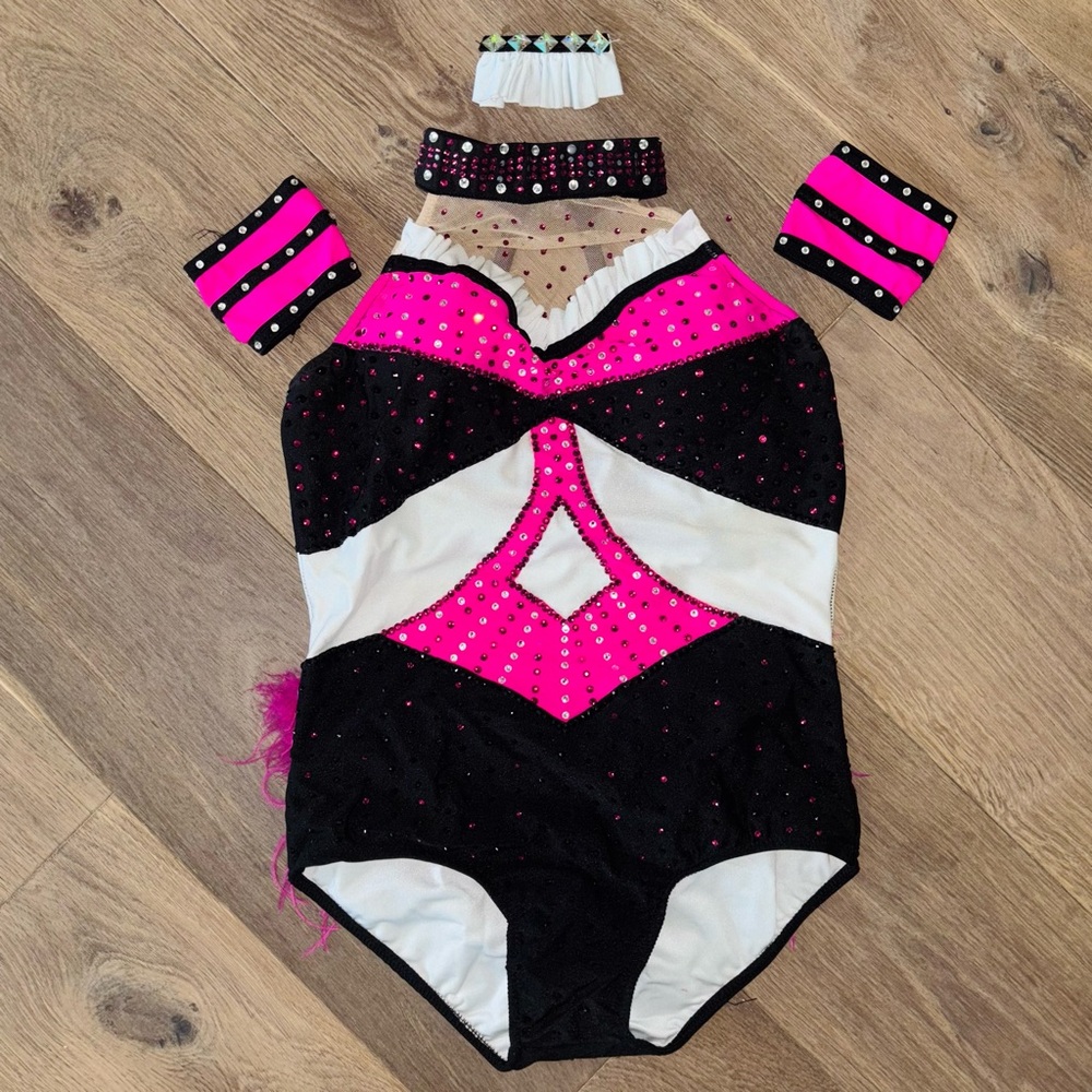 Glamour sassy jazz musical theater Costumes Pink Black White AM
